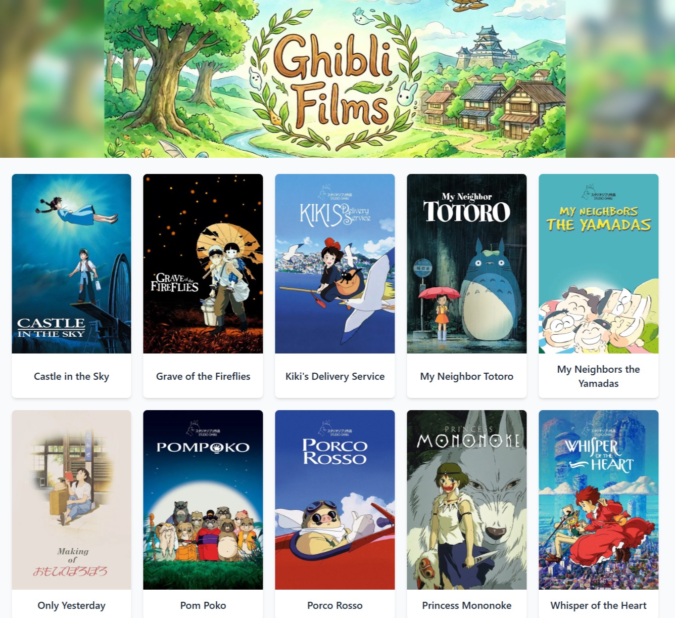 print do projeto Ghibli Films